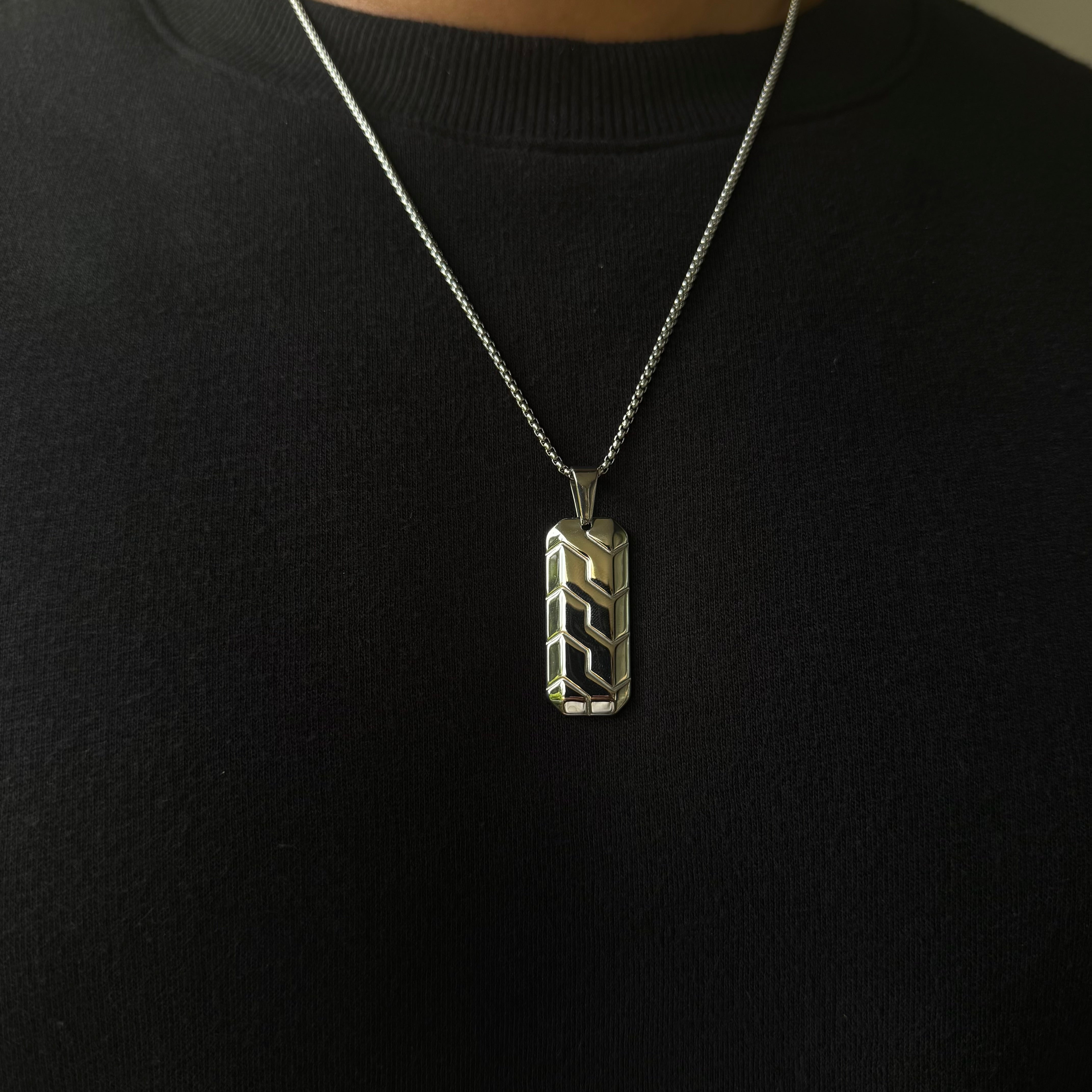 Cipher Pendant With Chain (Silver)