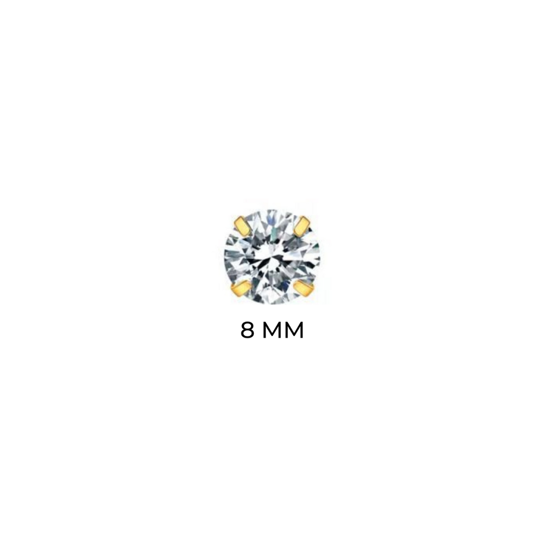 Solitaire Stud (8mm Gold Pierced)