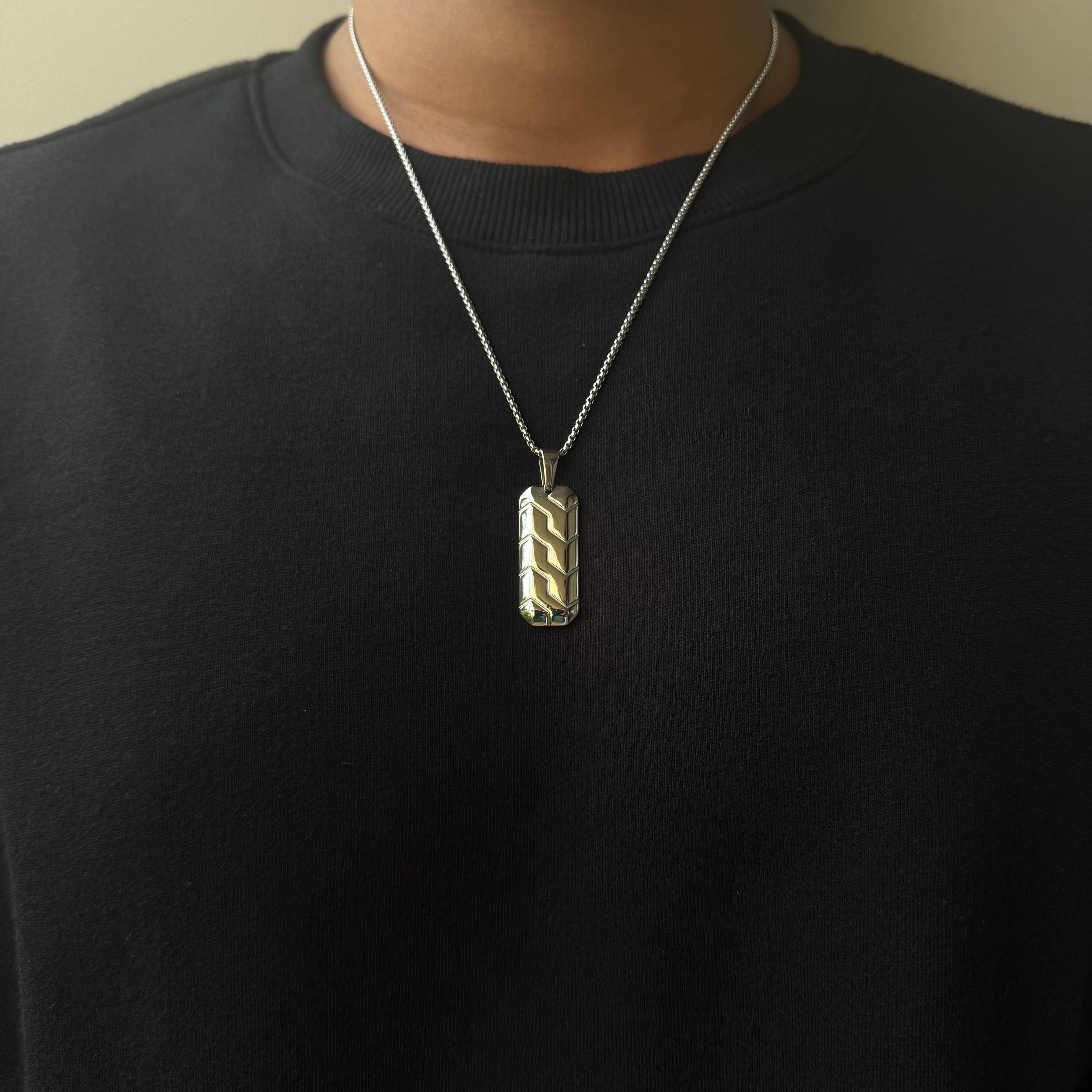 Cipher Pendant With Chain (Silver)