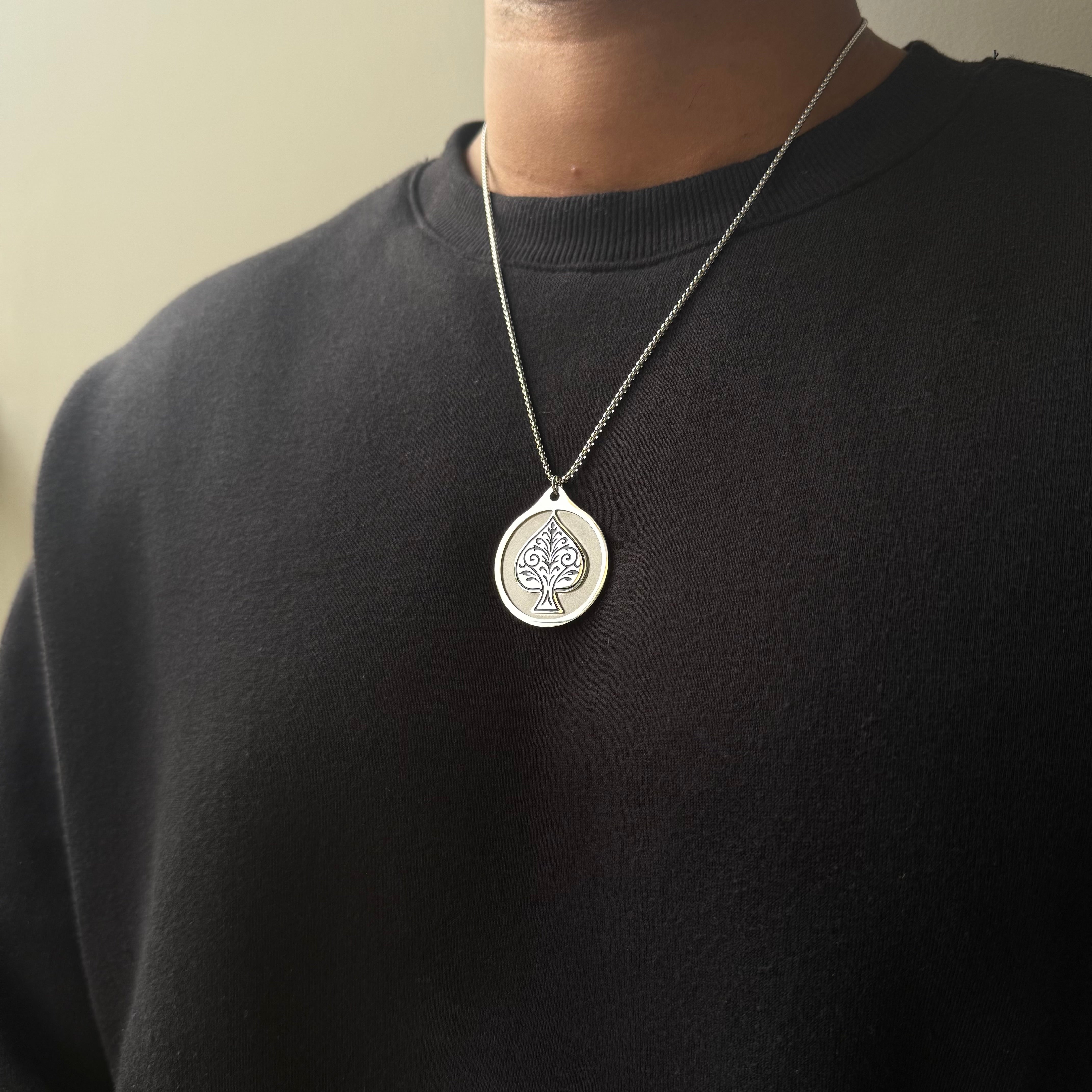 Ace Pendant With Chain (Silver)