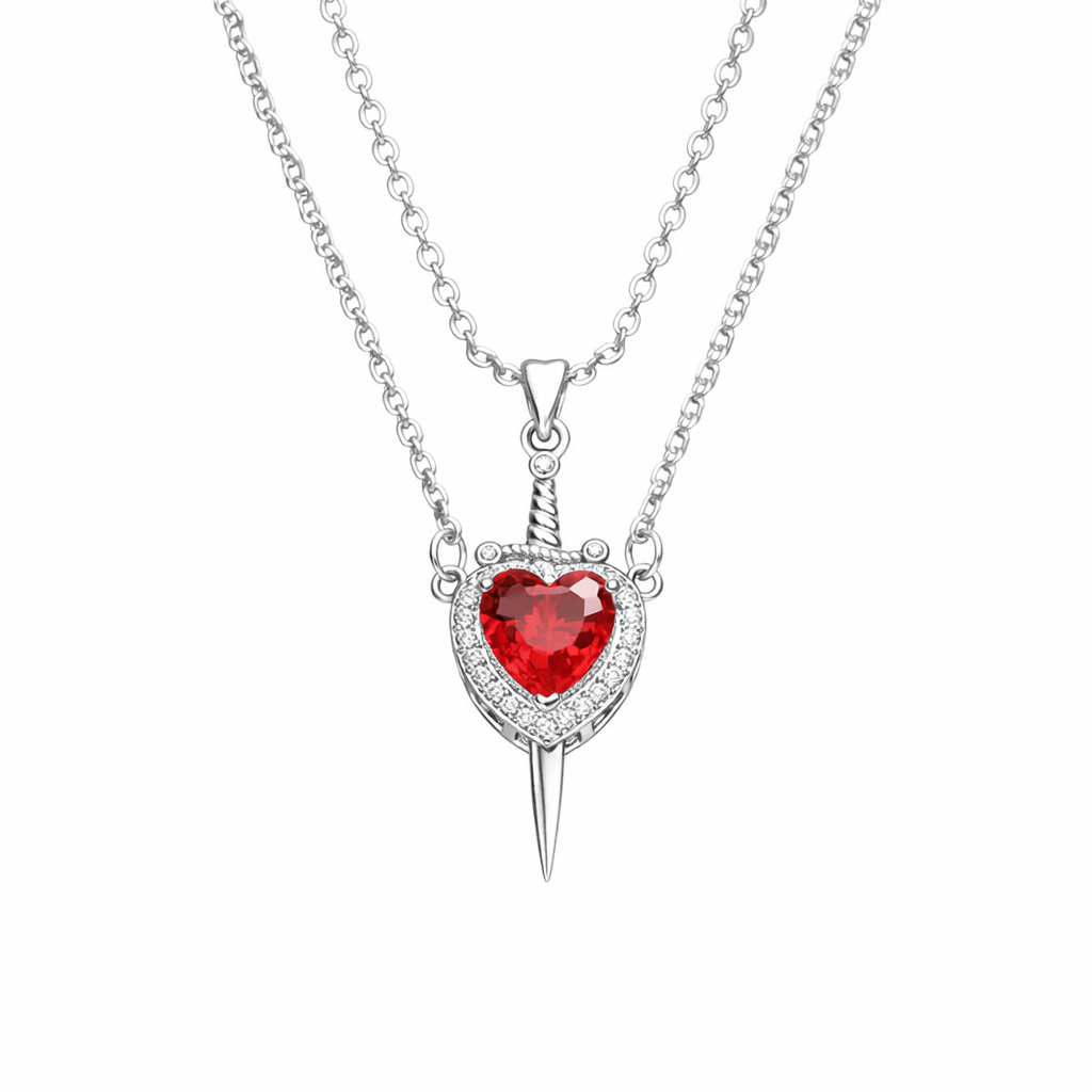THE CRIMSON PROMISE COUPLE NECKLACE SET