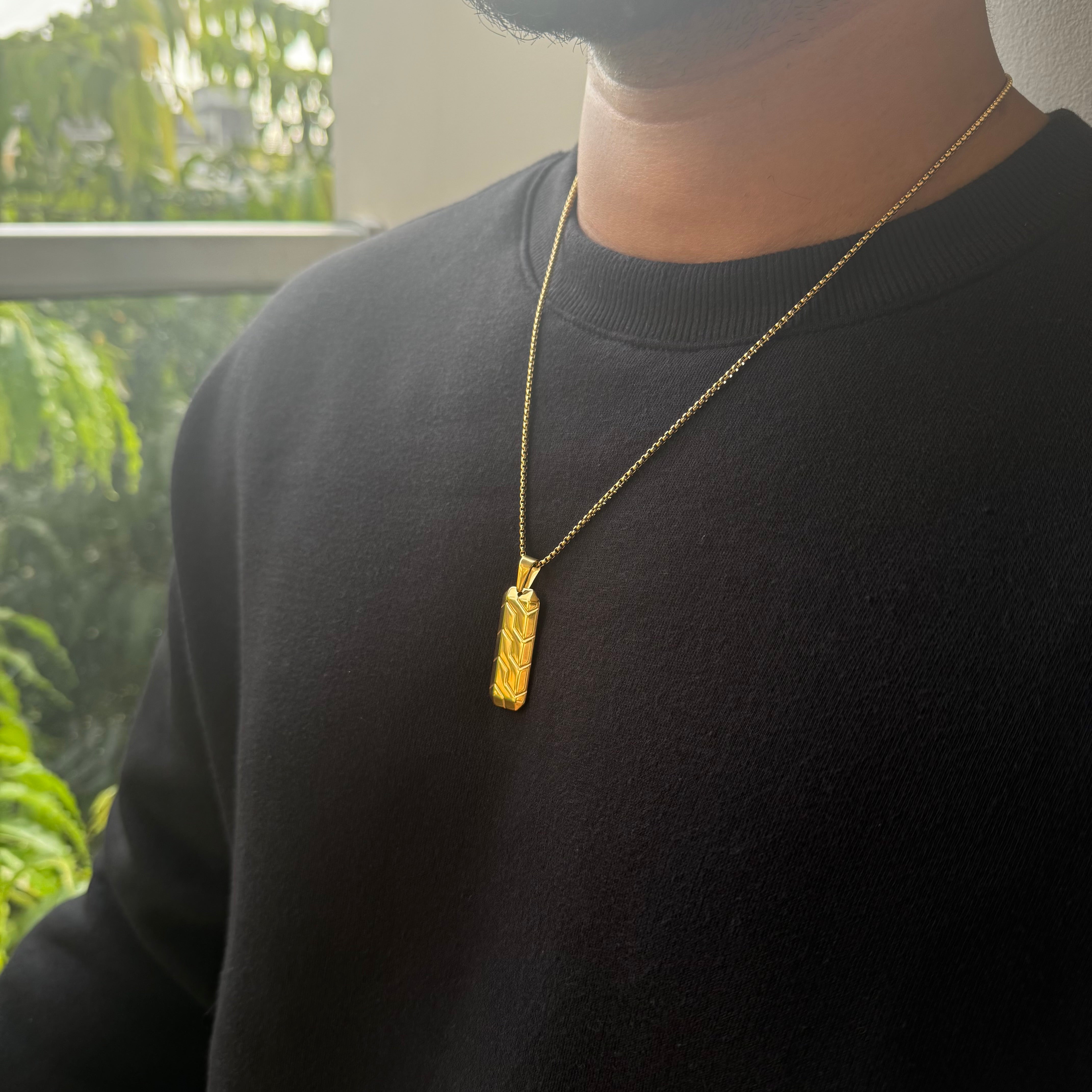 Cipher Pendant With Chain (Gold)
