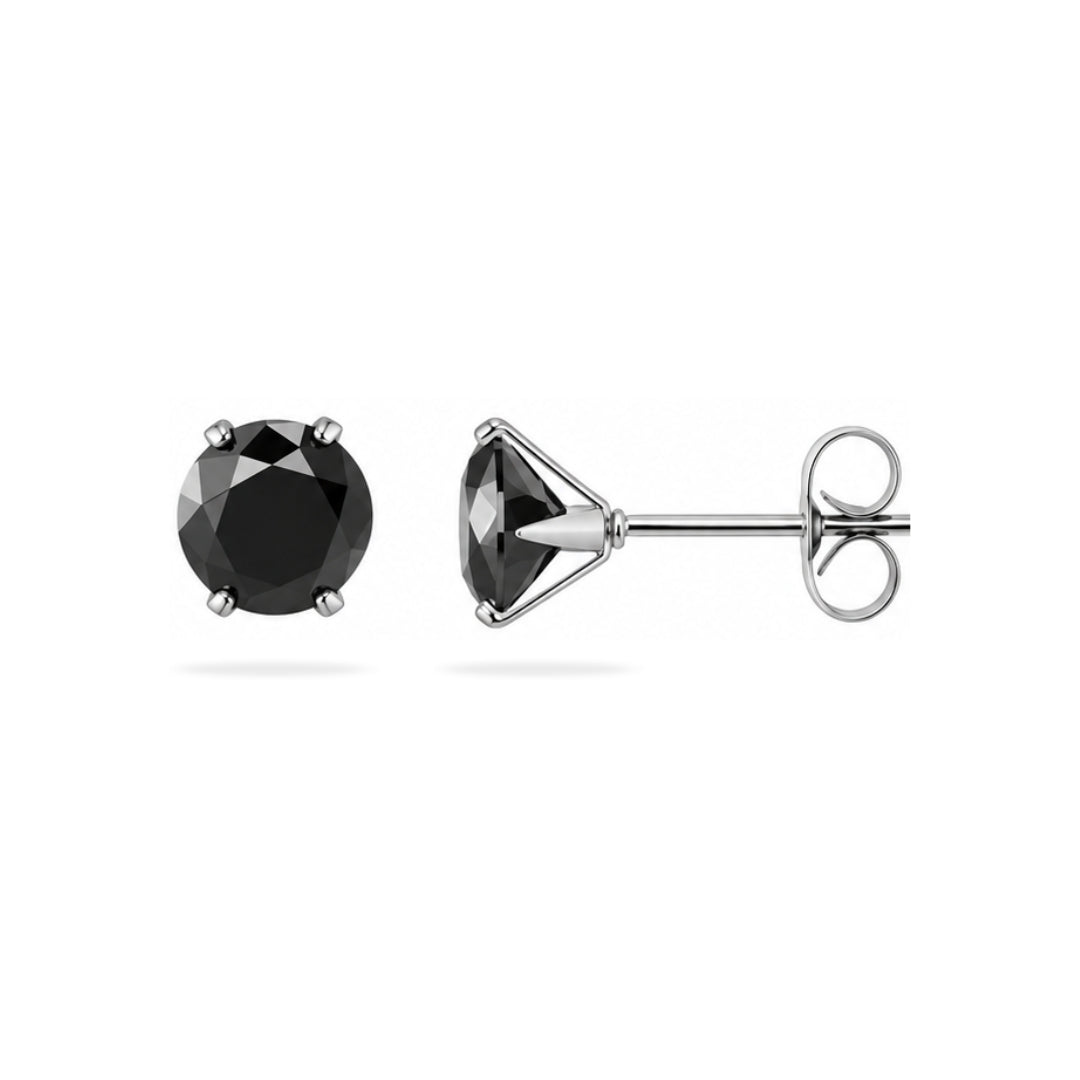 Solitaire Stud (5mm Black Pierced)