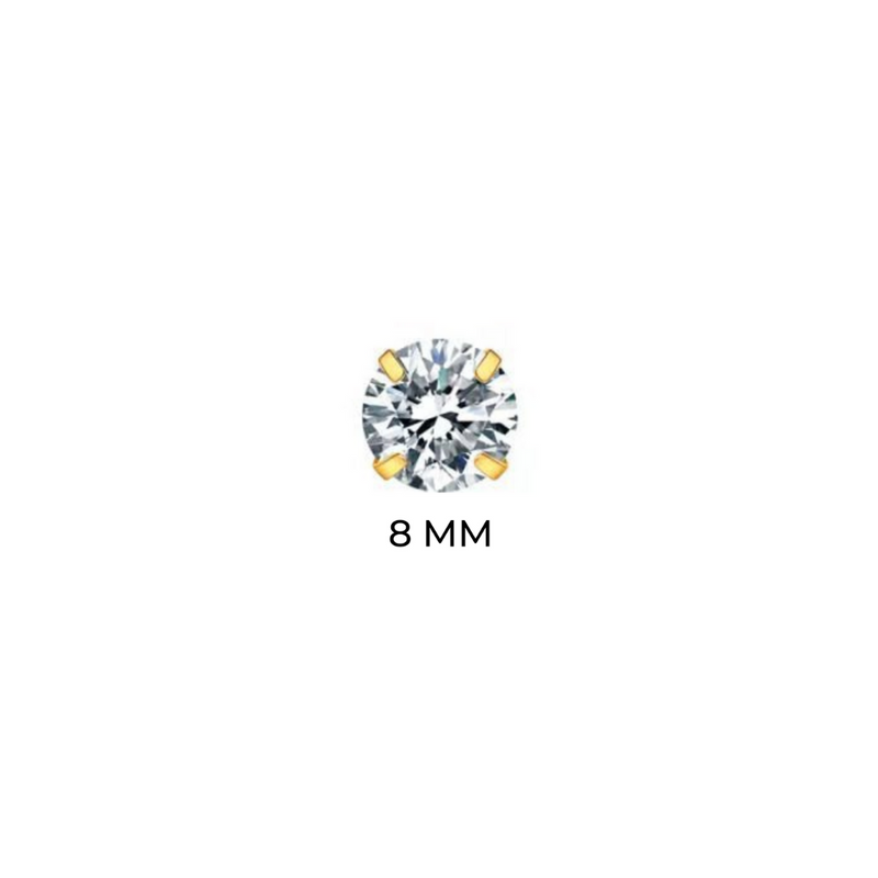 SOLITAIRE STUD - GOLD PIERCED 8MM