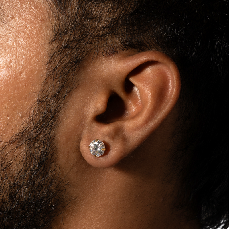 SOLITAIRE STUD - GOLD PIERCED 8MM