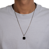 SQUARE PENDANT WITH CHAIN (SILVER)