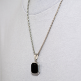 SQUARE PENDANT WITH CHAIN (SILVER)
