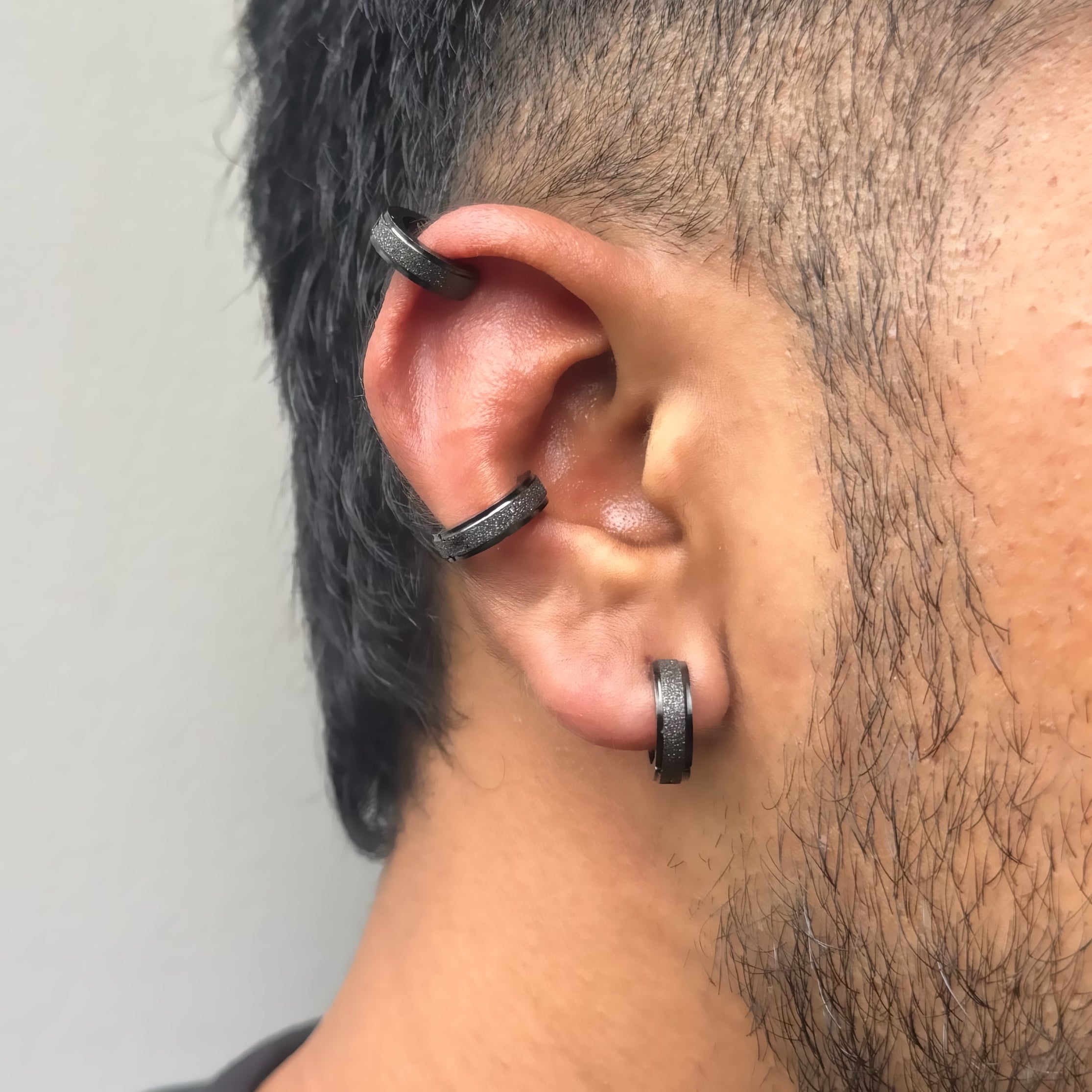 Frosted Pressing Hoop/Cuff (Black Non - Pierced)