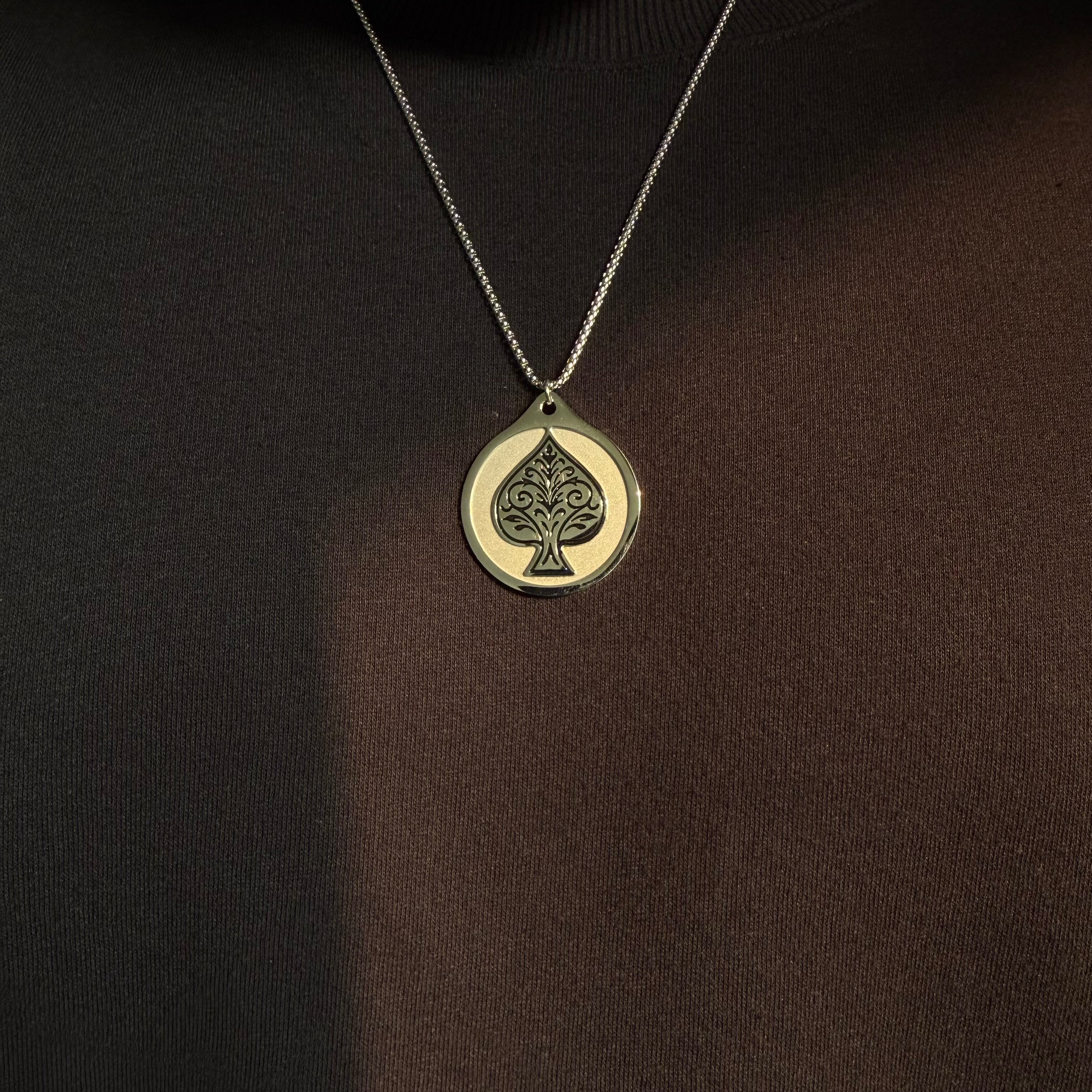 Ace Pendant With Chain (Silver)