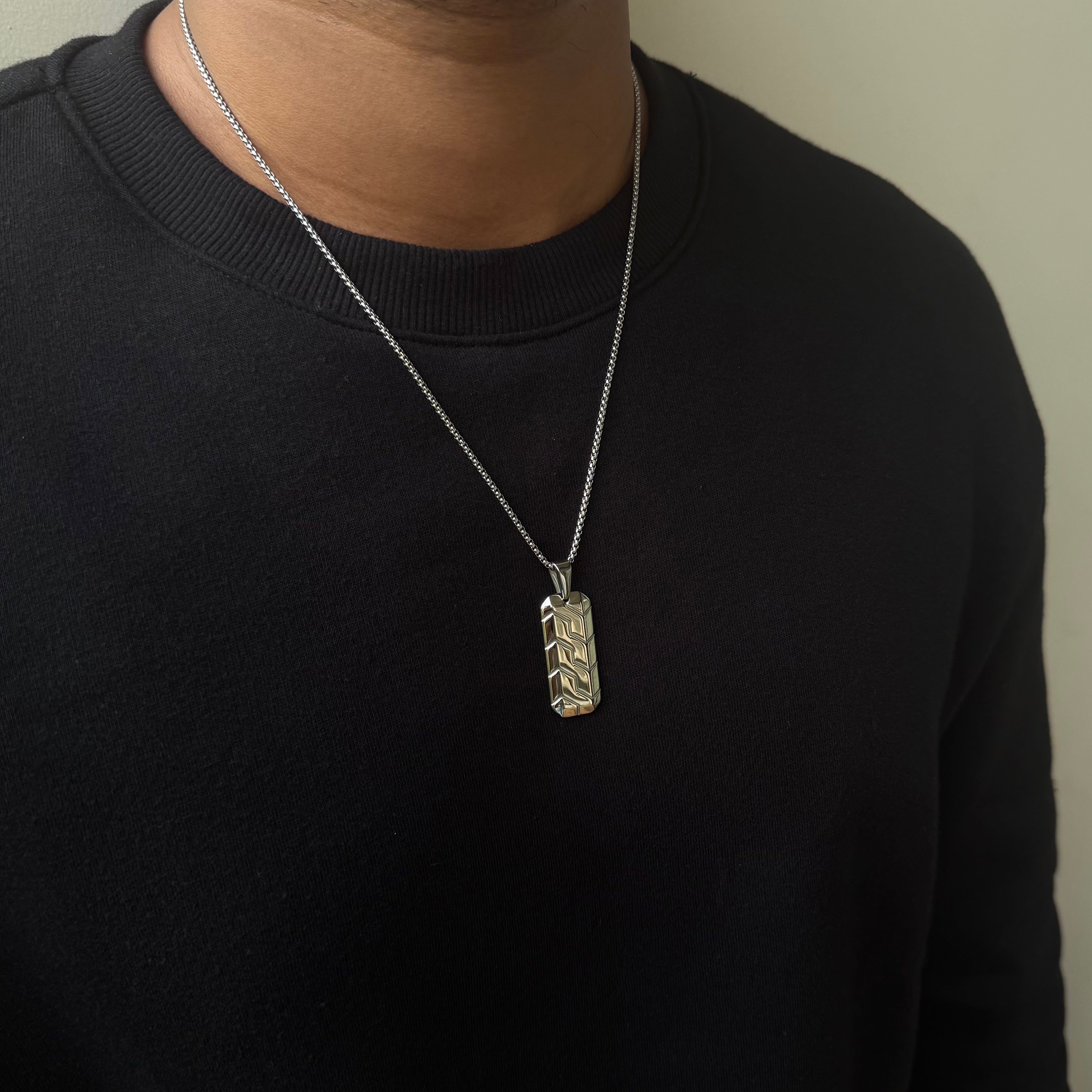 Cipher Pendant With Chain (Silver)