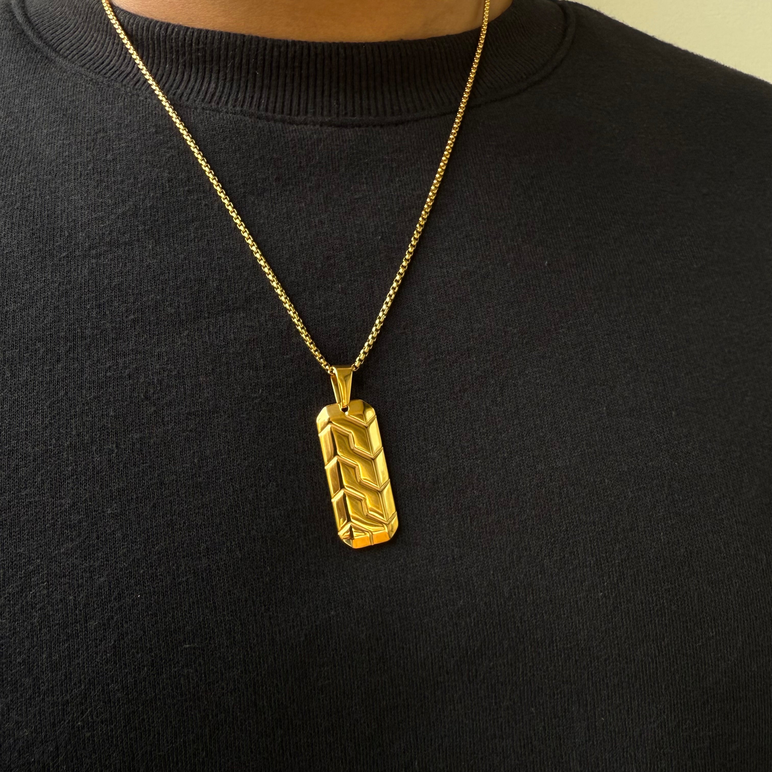Cipher Pendant With Chain (Gold)