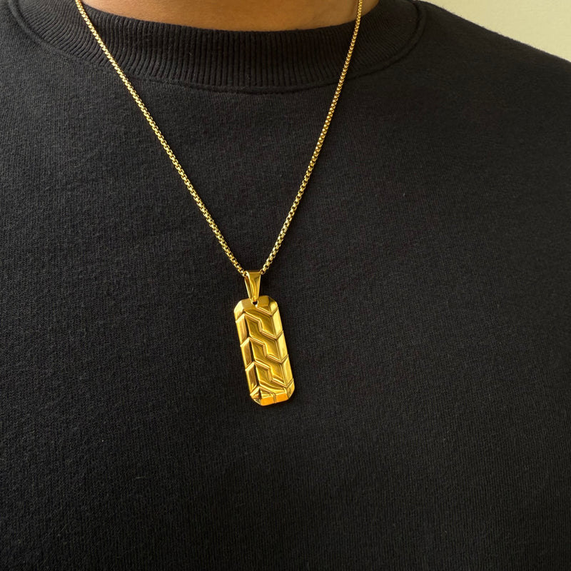 CIPHER PENDANT WITH CHAIN (GOLD)