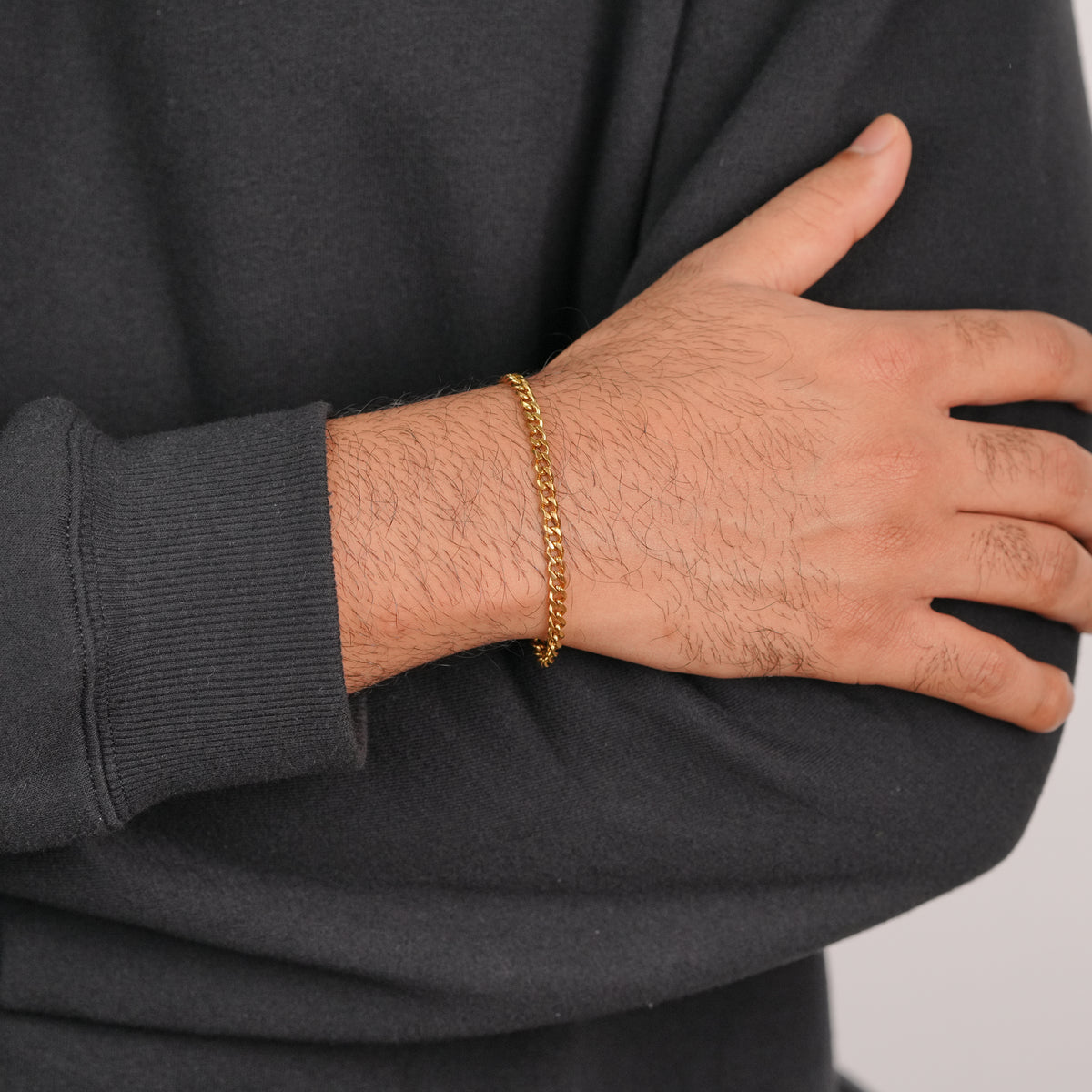Thin Cuban Bracelet - Gold