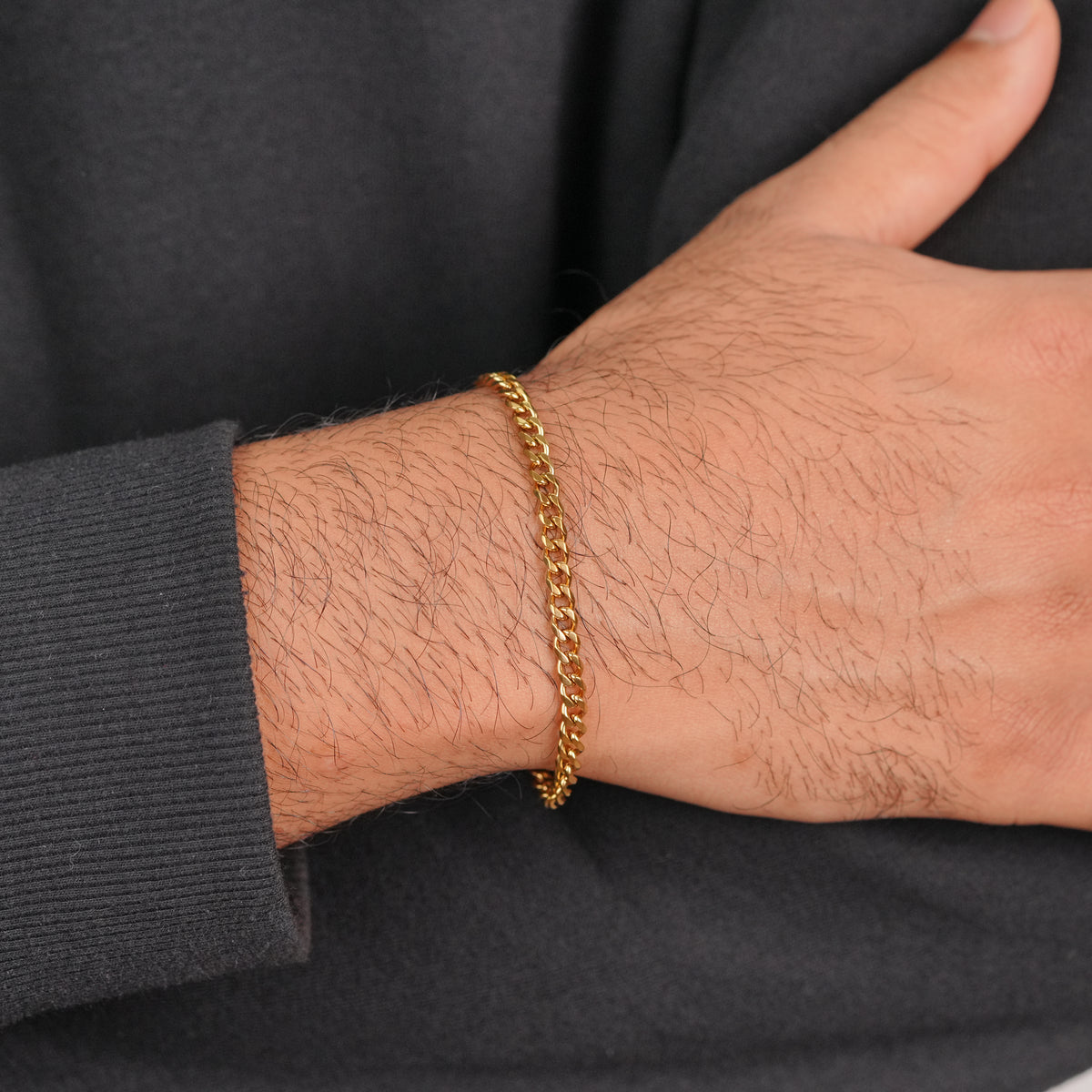 Thin Cuban Bracelet - Gold