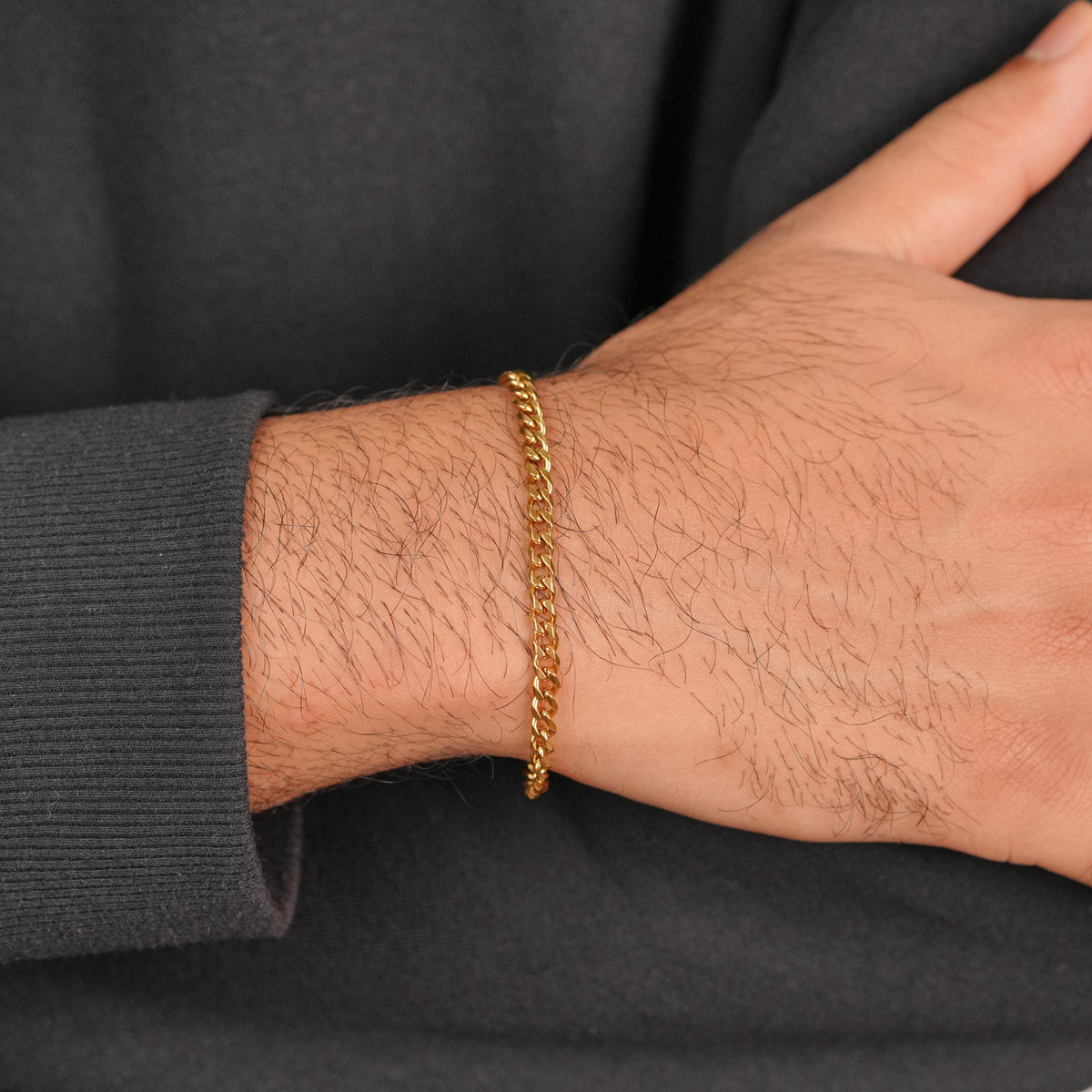 Thin Cuban Bracelet - Gold
