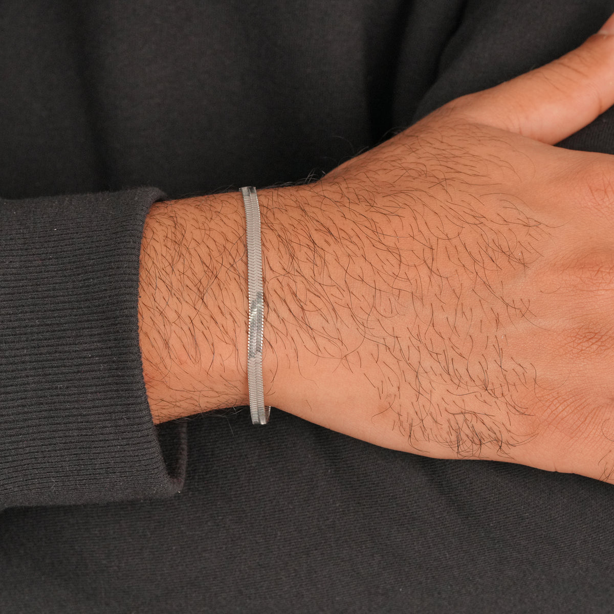 Flat Snake Bracelet - Silver