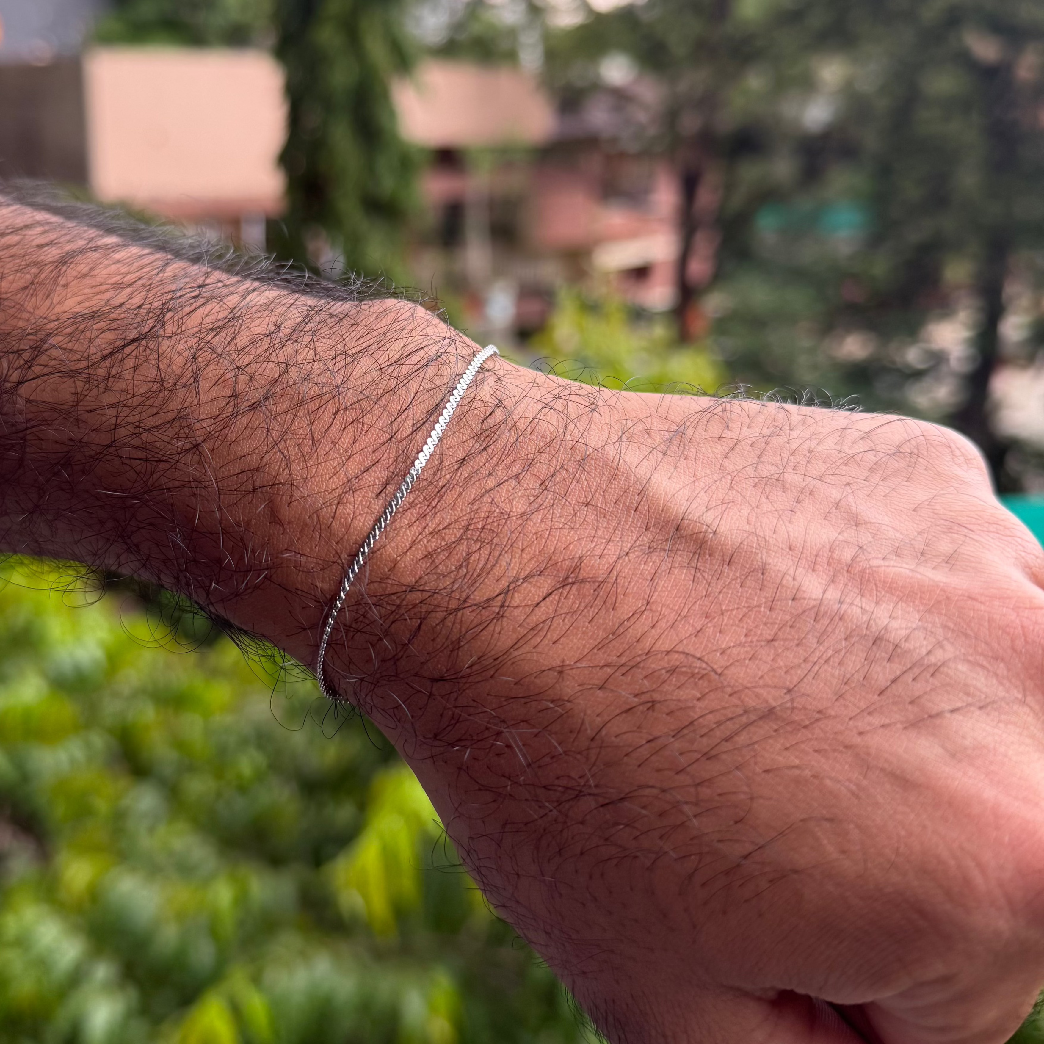 Micro Flat Twisted Bracelet (Silver)